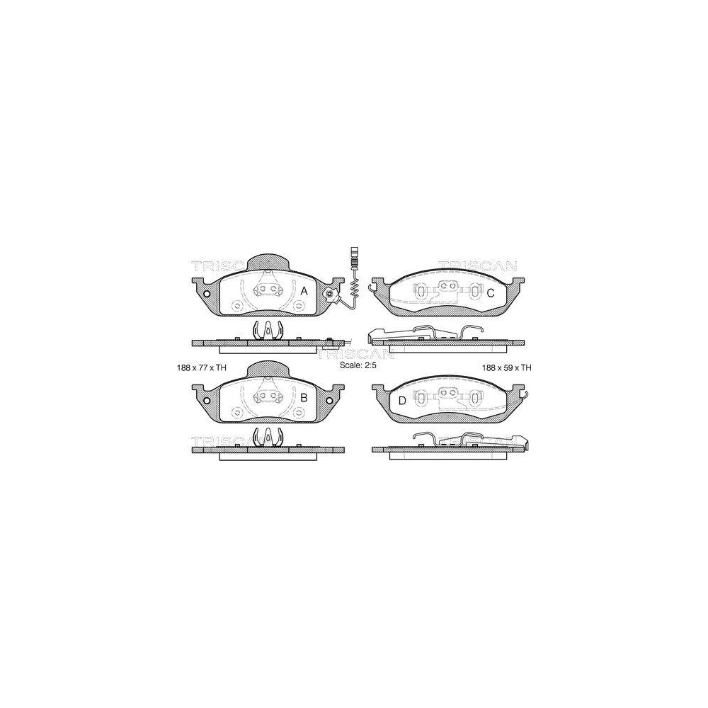 Bremsbelagsatz, Scheibenbremse TRISCAN 8110 23028 f&uuml;r MERCEDES-BENZ, Vorderachse