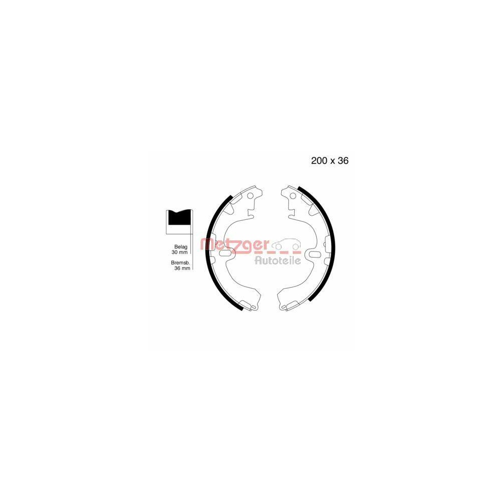 Bremsbackensatz METZGER MG 556 für TOYOTA, Hinterachse
