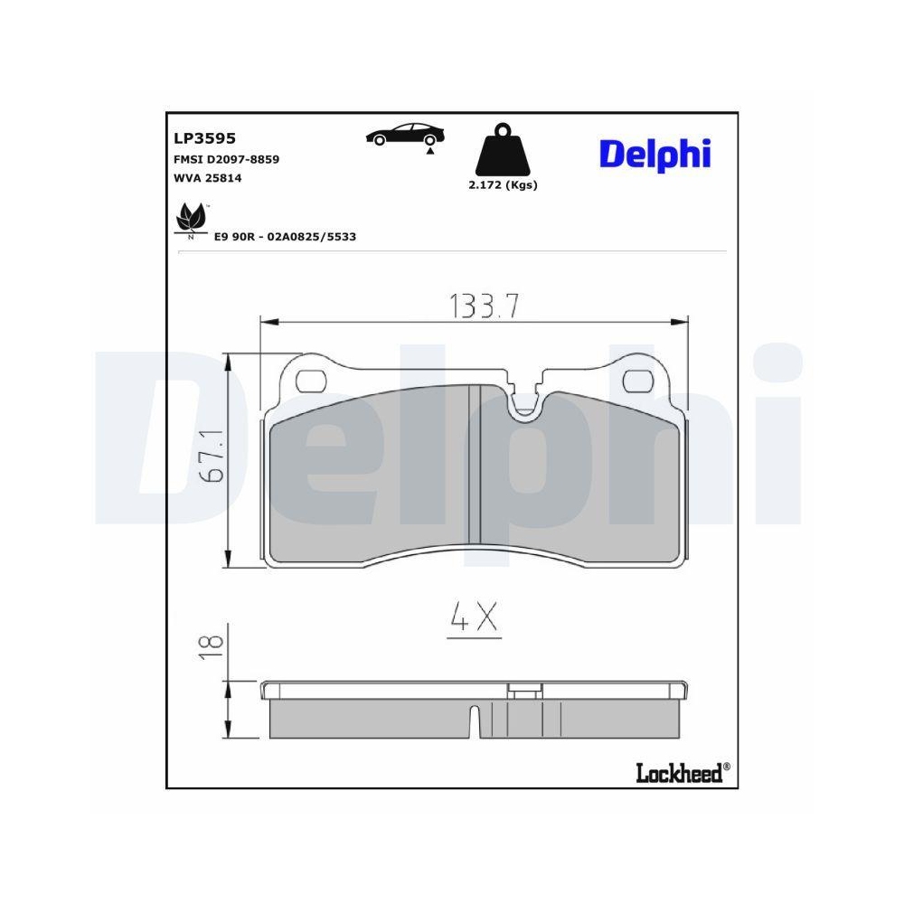 DELPHI LP3595 Bremsbelagsatz, Scheibenbremse f&uuml;r BMW, Hinterachse