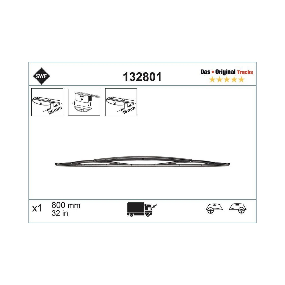 Wischblatt SWF 132801 DAS ORIGINAL TRUCKS für AUWÄRTER DAF IVECO KÄSSBOHRER MAN