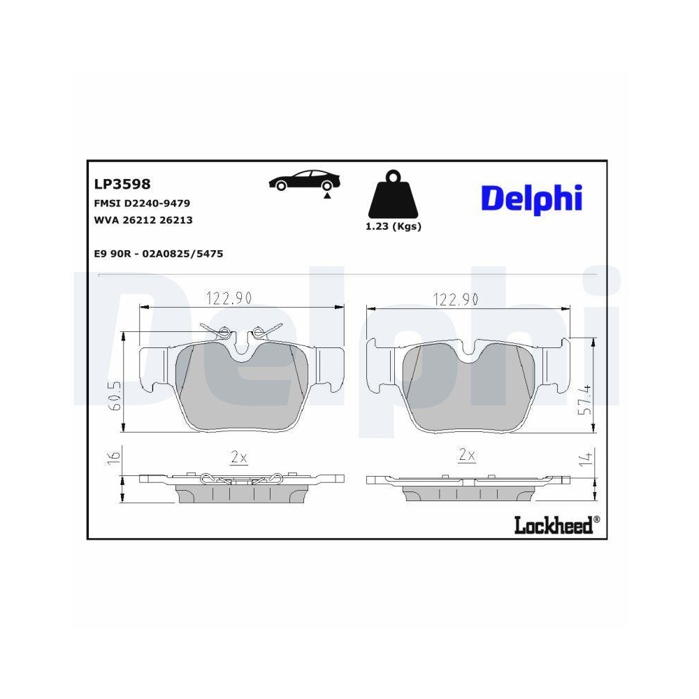 DELPHI LP3598 Bremsbelagsatz, Scheibenbremse f&uuml;r BMW MINI, Hinterachse