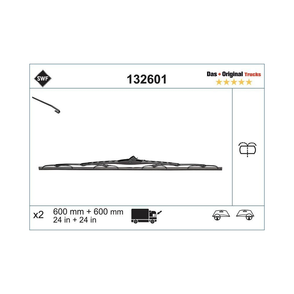 Wischblatt SWF 132601 DAS ORIGINAL TRUCKS für DAF RENAULT TRUCKS, vorne