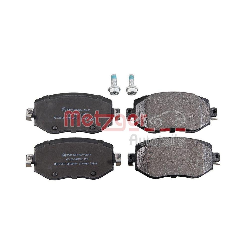 Bremsbelagsatz, Scheibenbremse METZGER 1170988 f&uuml;r RENAULT, Vorderachse