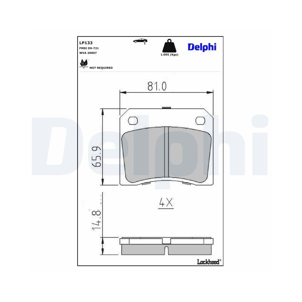 DELPHI LP133 Bremsbelagsatz, Scheibenbremse f&uuml;r DAIMLER JAGUAR ROVER LEYLAND DAF