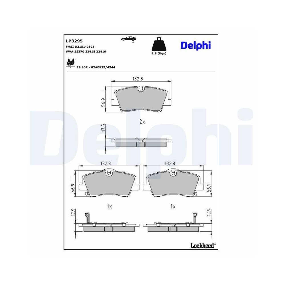 DELPHI LP3295 Bremsbelagsatz, Scheibenbremse f&uuml;r HYUNDAI, Hinterachse