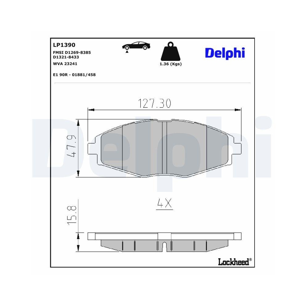 DELPHI LP1390 Bremsbelagsatz, Scheibenbremse f&uuml;r CHEVROLET DAEWOO FSO