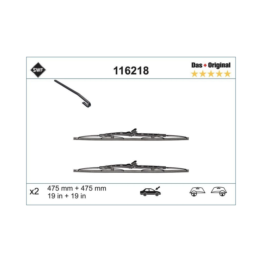 Wischblatt SWF 116218 DAS ORIGINAL SET für, vorne