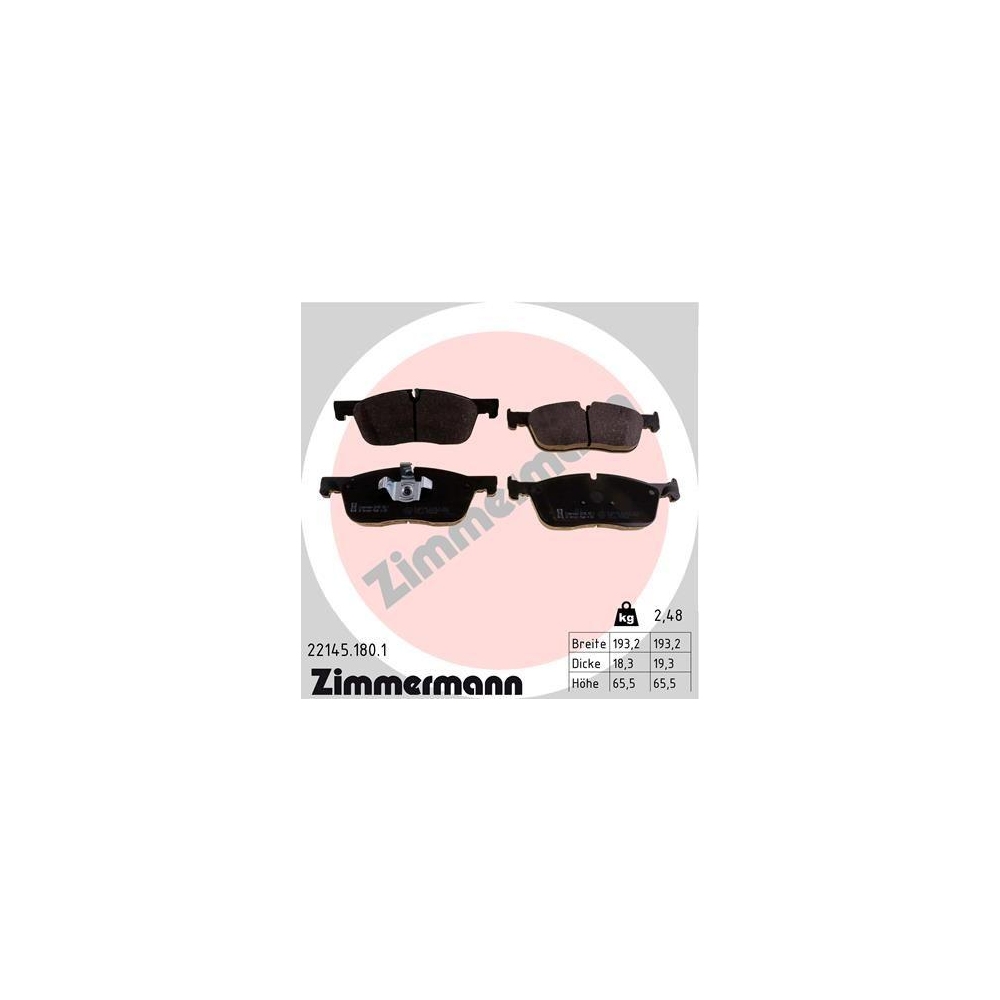 Bremsbelagsatz, Scheibenbremse ZIMMERMANN 22145.180.1 f&uuml;r JAGUAR LAND ROVER