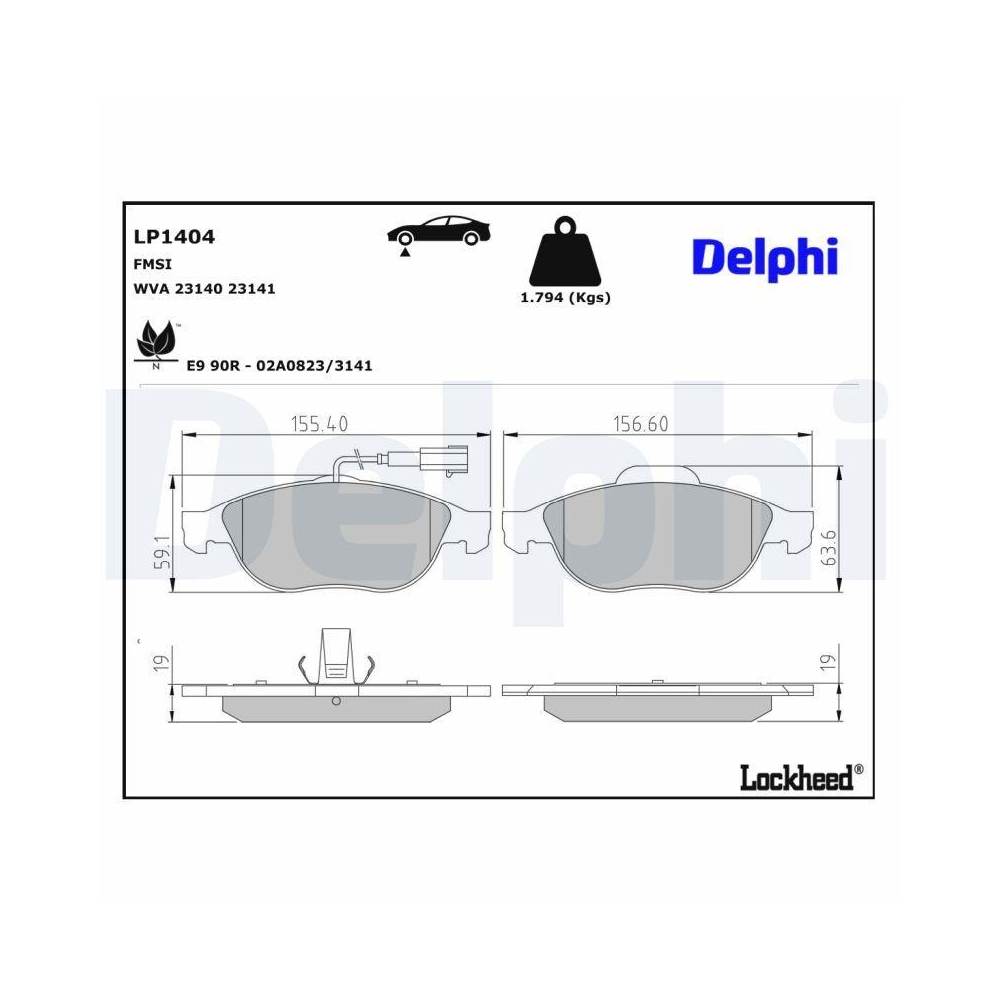 DELPHI LP1404 Bremsbelagsatz, Scheibenbremse f&uuml;r ALFA ROMEO FIAT LANCIA