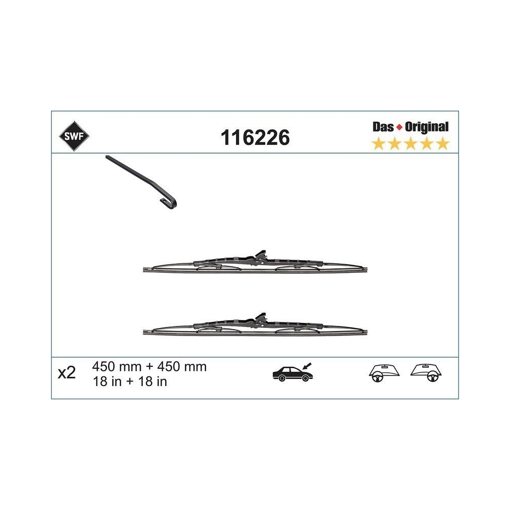 Wischblatt SWF 116226 DAS ORIGINAL SET für, vorne
