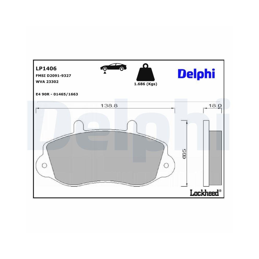 DELPHI LP1406 Bremsbelagsatz, Scheibenbremse f&uuml;r OPEL RENAULT VAUXHALL