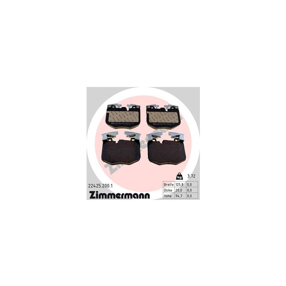 Bremsbelagsatz, Scheibenbremse ZIMMERMANN 22425.200.1 f&uuml;r BMW TOYOTA