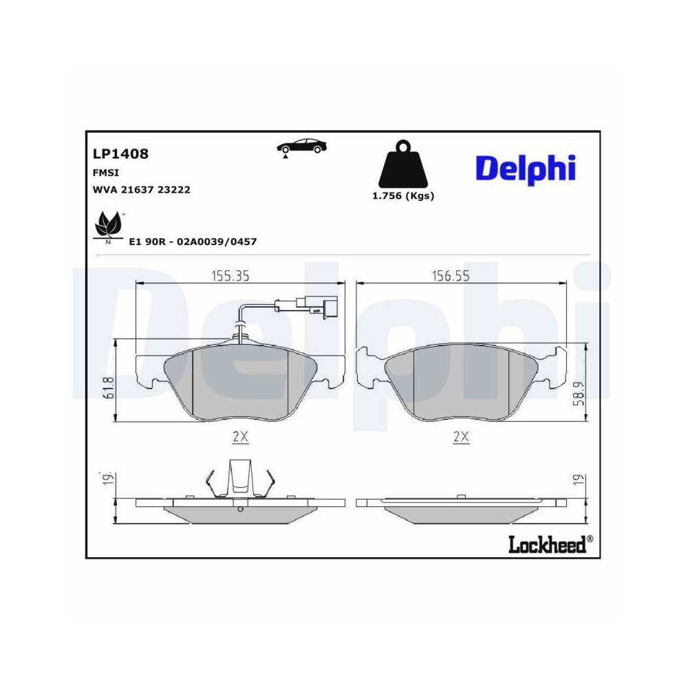 DELPHI LP1408 Bremsbelagsatz, Scheibenbremse f&uuml;r ALFA ROMEO FIAT LANCIA