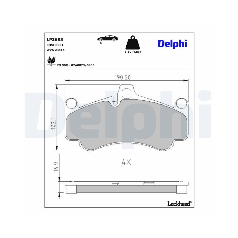 DELPHI LP3685 Bremsbelagsatz, Scheibenbremse f&uuml;r PORSCHE, Hinterachse