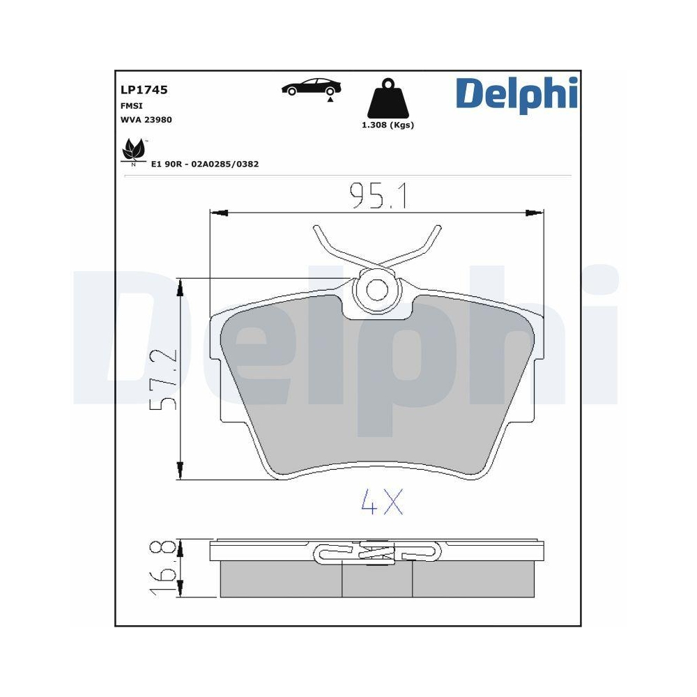 DELPHI LP1745 Bremsbelagsatz, Scheibenbremse f&uuml;r FIAT NISSAN OPEL RENAULT VW