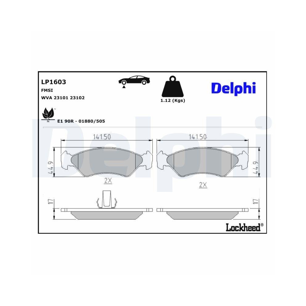 DELPHI LP1603 Bremsbelagsatz, Scheibenbremse f&uuml;r FORD MAZDA, Vorderachse