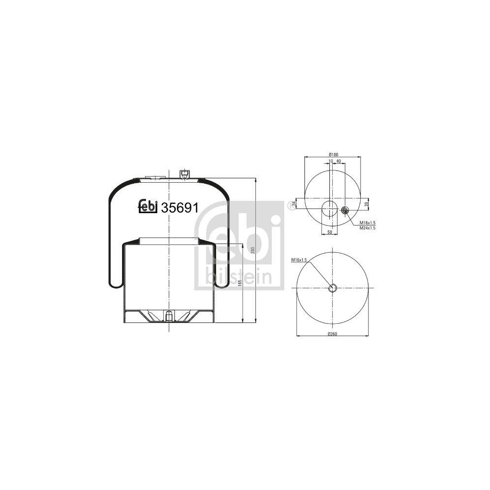 FEBI BILSTEIN Federbalg, Luftfederung 35691 für MERCEDES-BENZ, Hinterachse links