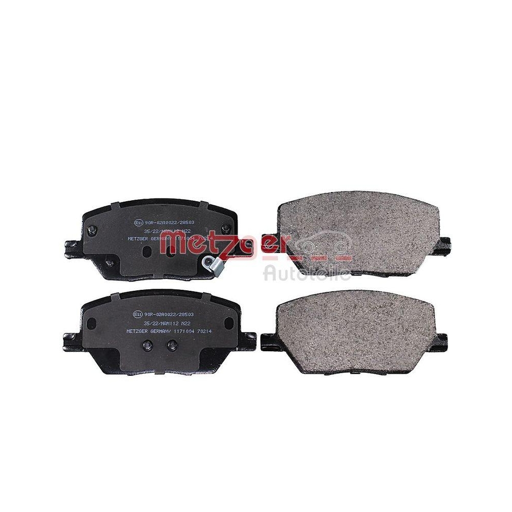 Bremsbelagsatz, Scheibenbremse METZGER 1171004 f&uuml;r FIAT JEEP, Vorderachse