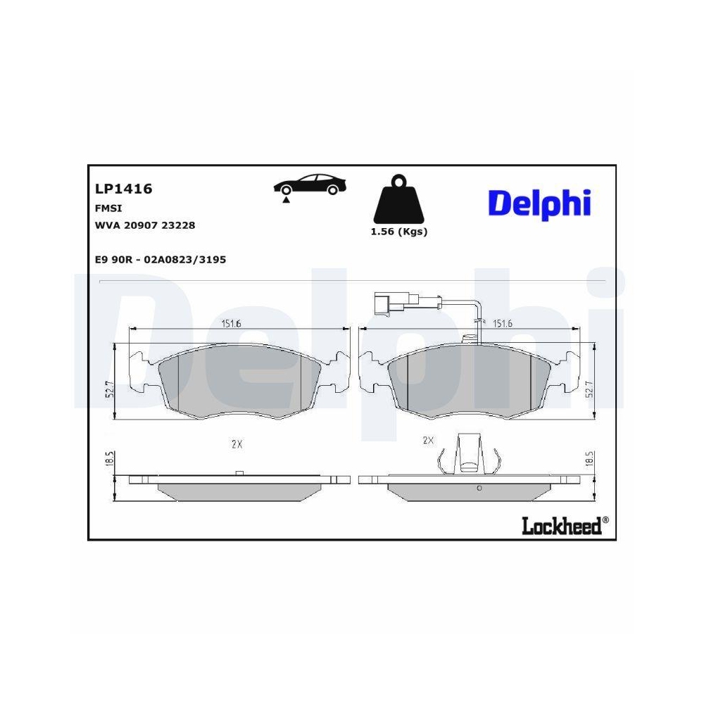 DELPHI LP1416 Bremsbelagsatz, Scheibenbremse für FIAT, Vorderachse