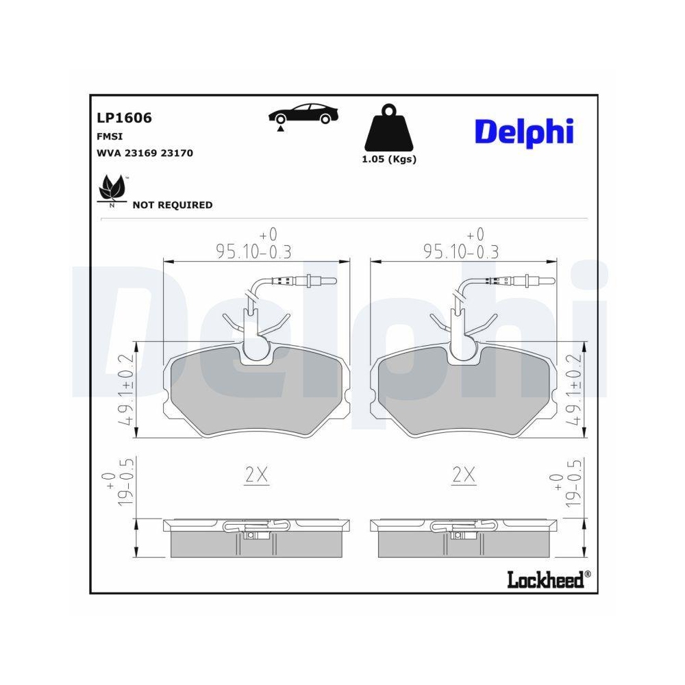 DELPHI LP1606 Bremsbelagsatz, Scheibenbremse für CITROËN PEUGEOT, Vorderachse