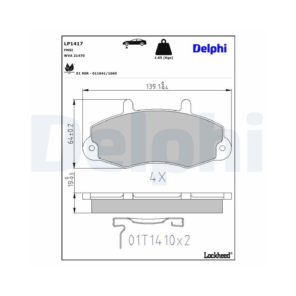 DELPHI LP1417 Bremsbelagsatz, Scheibenbremse f&uuml;r FORD, Vorderachse