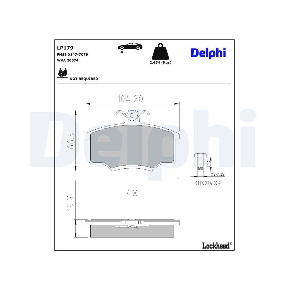 DELPHI LP179 Bremsbelagsatz, Scheibenbremse f&uuml;r AUDI ROVER VOLVO VW LEYLAND DAF