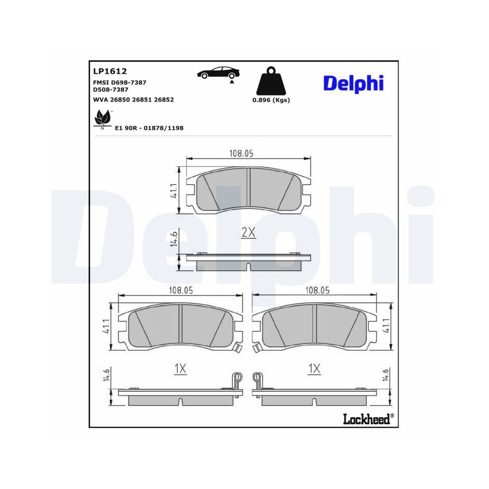 DELPHI LP1612 Bremsbelagsatz, Scheibenbremse für OPEL VAUXHALL CHEVROLET PONTIAC