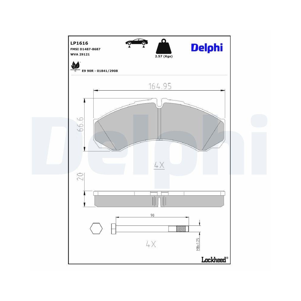 DELPHI LP1616 Bremsbelagsatz, Scheibenbremse f&uuml;r IVECO RENAULT RENAULT TRUCKS