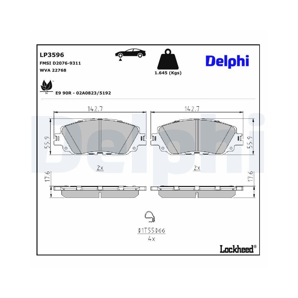 DELPHI LP2299 Bremsbelagsatz, Scheibenbremse f&uuml;r ALFA ROMEO FIAT LANCIA