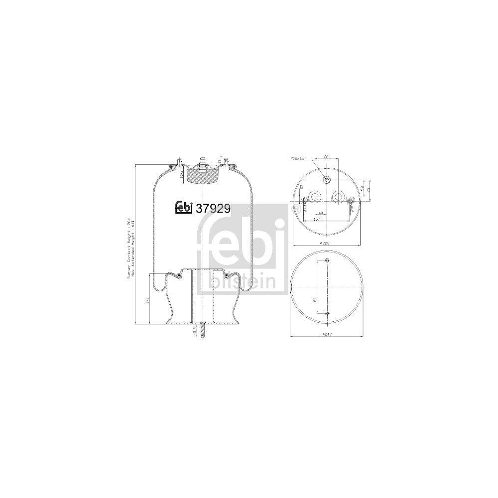 Federbalg, Luftfederung FEBI BILSTEIN 37929 für SCANIA, Vorderachse