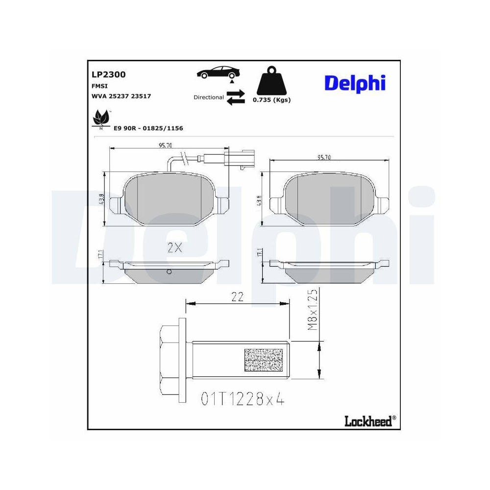 DELPHI LP2300 Bremsbelagsatz, Scheibenbremse f&uuml;r ALFA ROMEO FIAT, Hinterachse