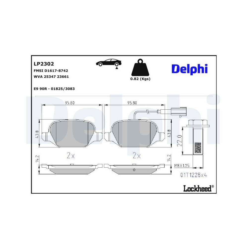 DELPHI LP2302 Bremsbelagsatz, Scheibenbremse f&uuml;r FIAT ABARTH, Hinterachse
