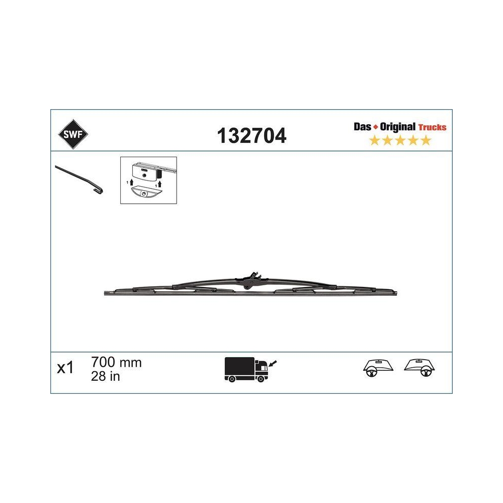 Wischblatt SWF 132704 DAS ORIGINAL TRUCKS für AUWÄRTER IVECO KÄSSBOHRER MAN