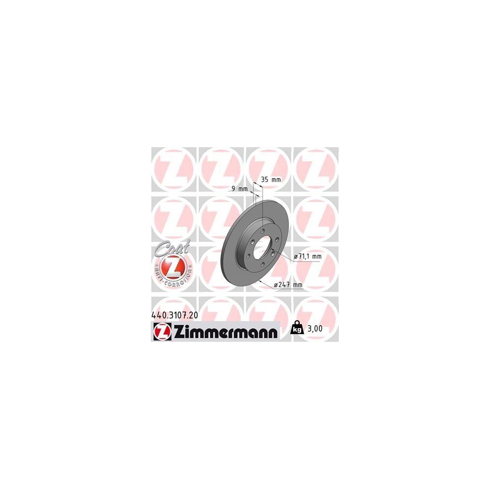 Bremsscheibe ZIMMERMANN 440.3107.20 COAT Z für CITROËN/PEUGEOT CITROËN (DF-PSA)