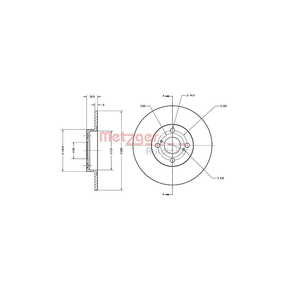 METZGER AUTOTEILE 6110361 2 St&uuml;ck Bremsscheiben f&uuml;r TOYOTA, Hinterachse