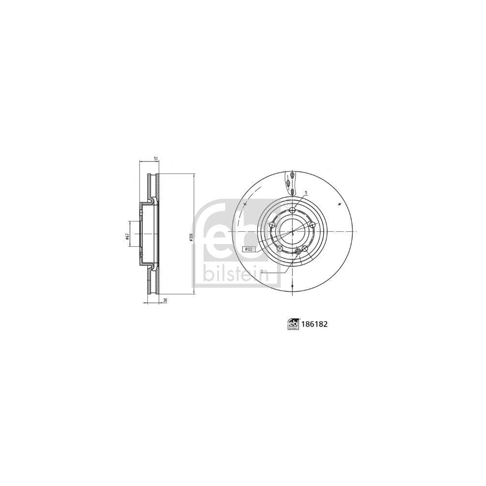 Bremsscheibe FEBI BILSTEIN 186182 für MERCEDES-BENZ, Vorderachse
