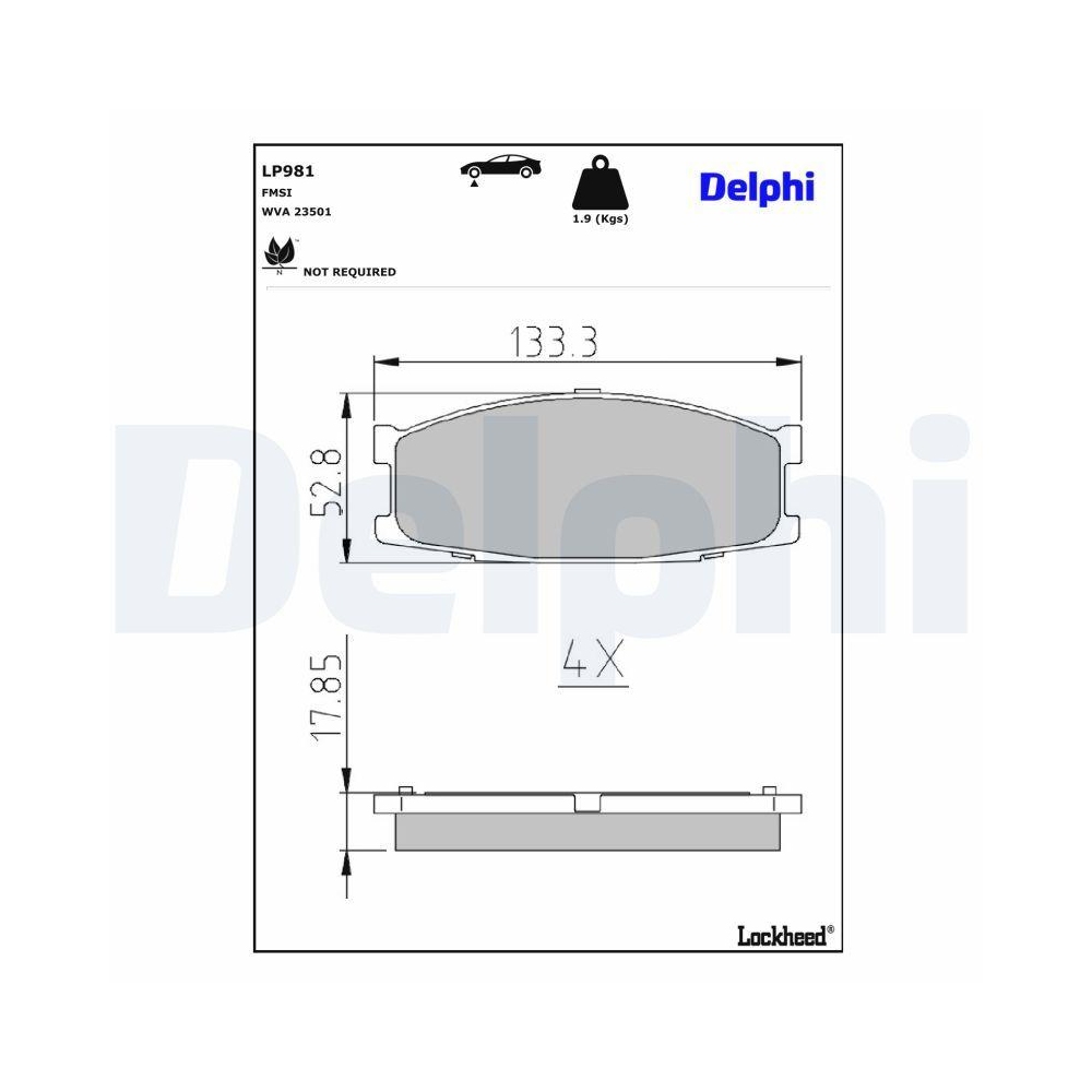 DELPHI LP981 Bremsbelagsatz, Scheibenbremse f&uuml;r MITSUBISHI, Vorderachse