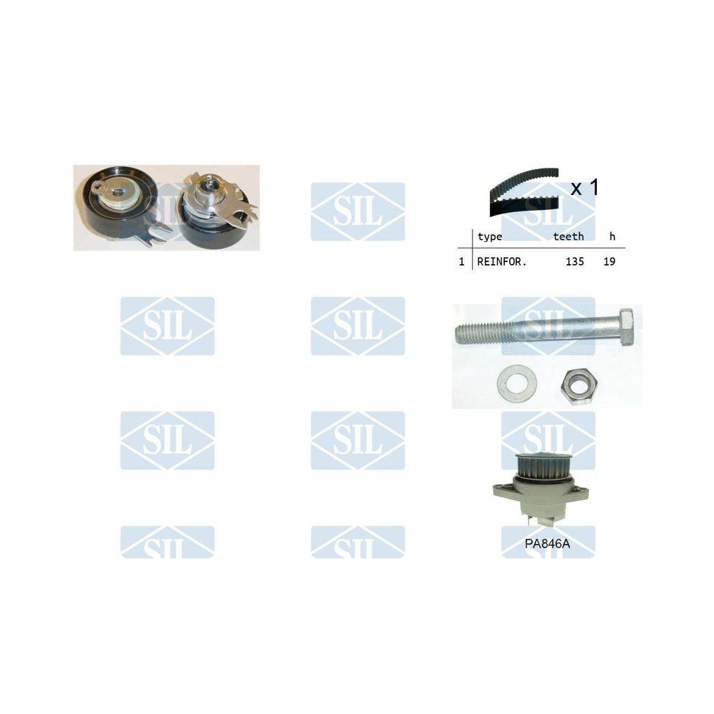 Wasserpumpe + Zahnriemensatz Saleri SIL K1PA846A f&uuml;r AUDI FIAT LANCIA SEAT SKODA