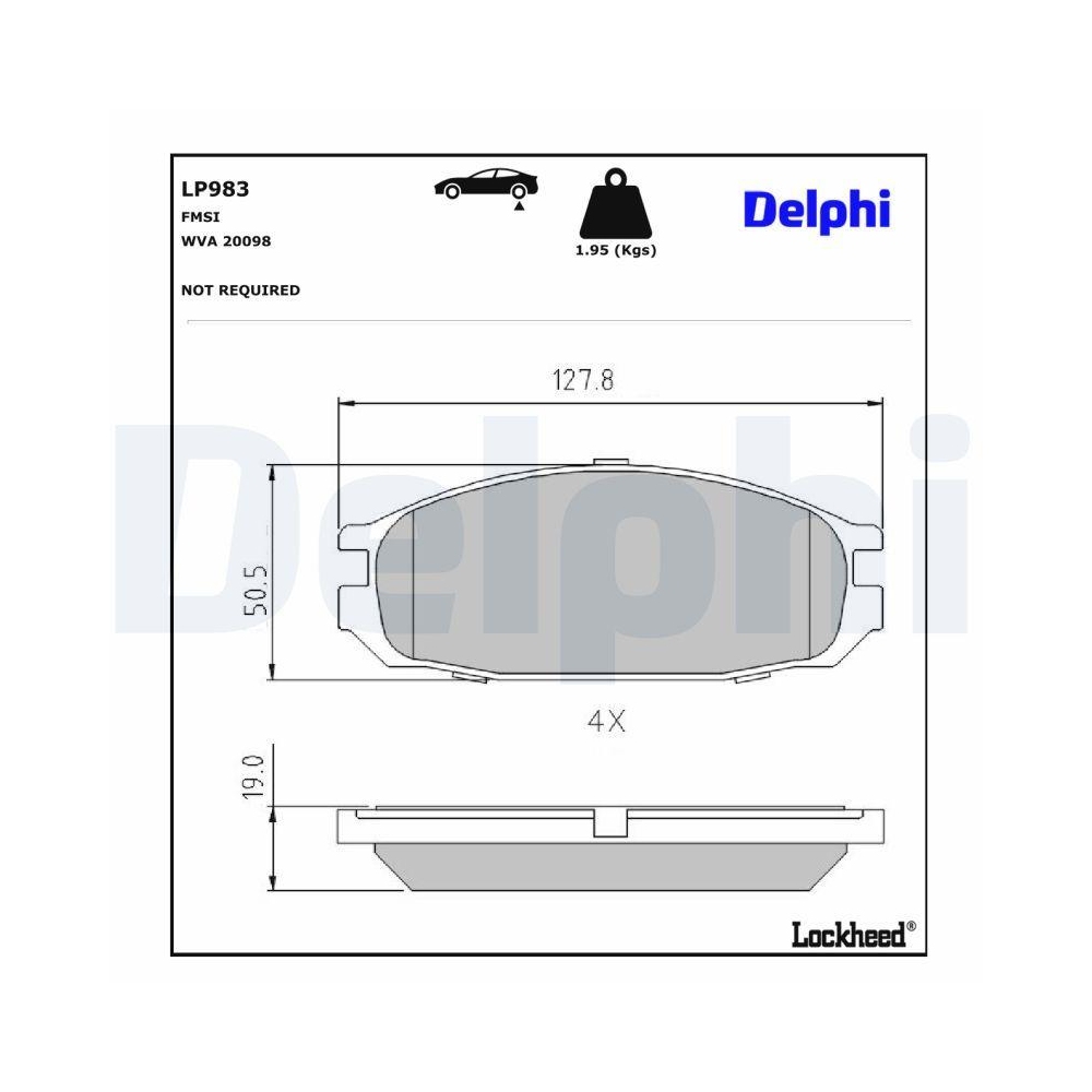 DELPHI LP983 Bremsbelagsatz, Scheibenbremse f&uuml;r NISSAN, Hinterachse, Vorderachse