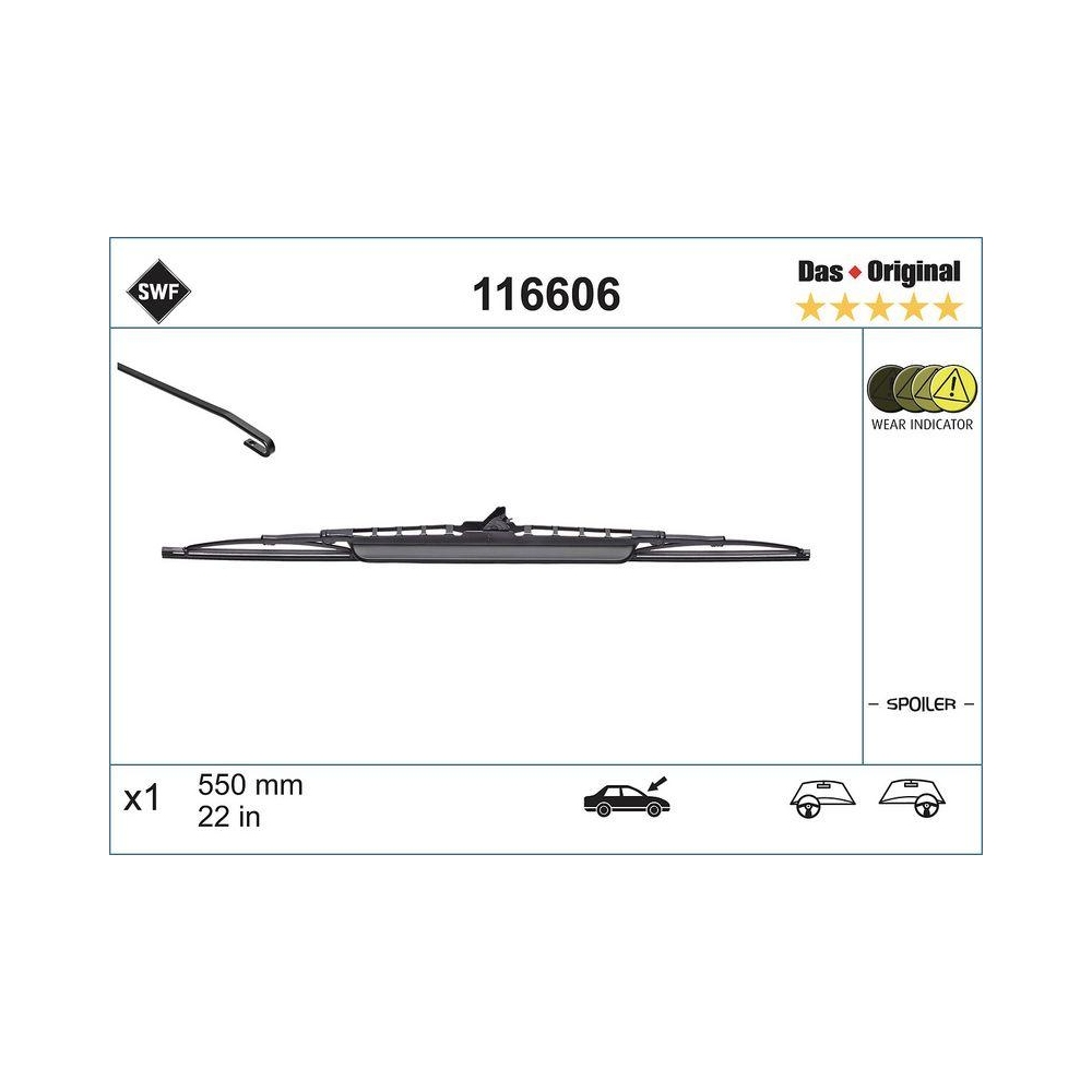 Wischblatt SWF 116606 DAS ORIGINAL SINGLE für FORD PEUGEOT RENAULT, fahrerseitig