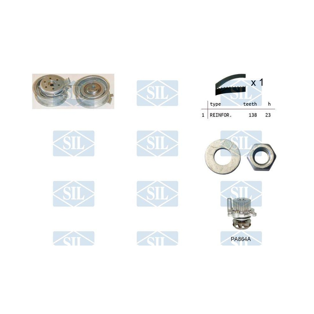 Wasserpumpe + Zahnriemensatz Saleri SIL K1PA864A f&uuml;r AUDI FIAT FORD LANCIA SEAT