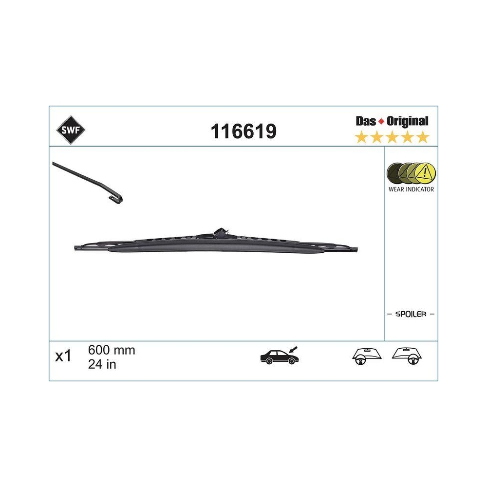 Wischblatt SWF 116619 DAS ORIGINAL SINGLE für MERCEDES-BENZ, beifahrerseitig