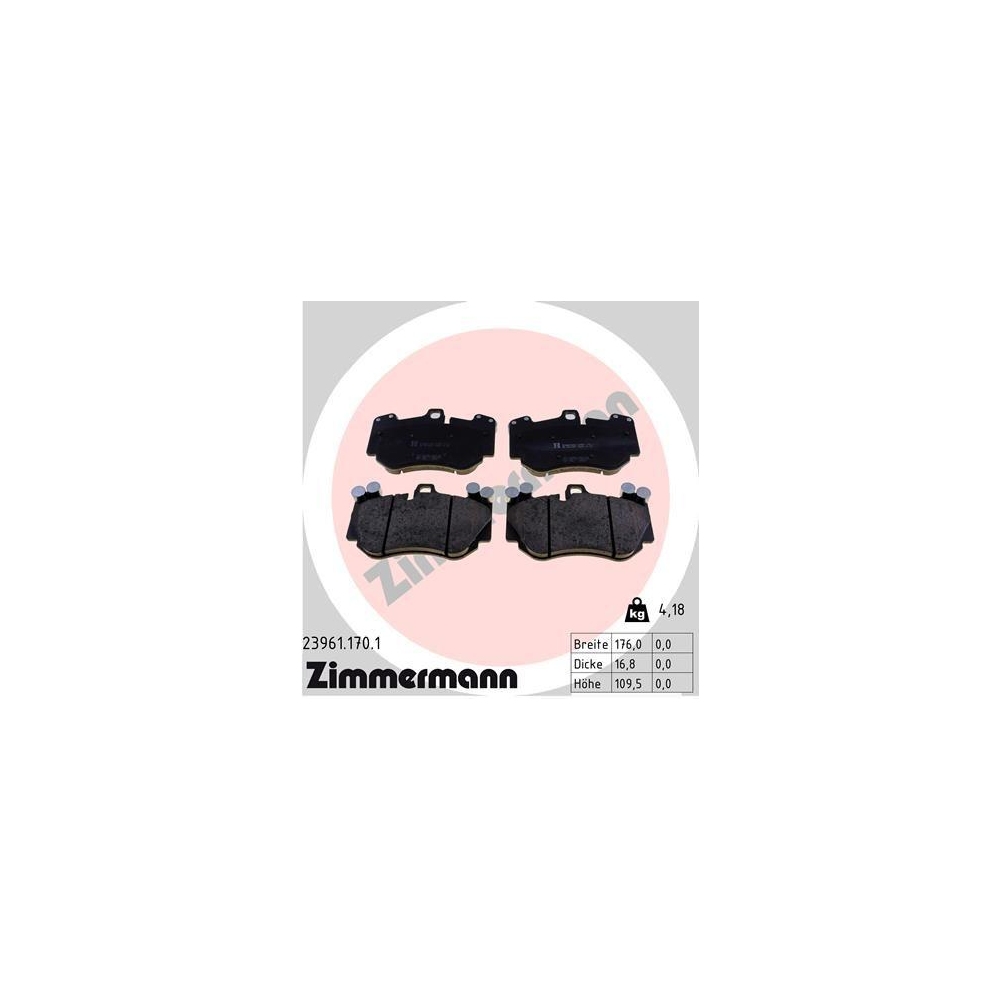 Bremsbelagsatz, Scheibenbremse ZIMMERMANN 23961.170.1 f&uuml;r PORSCHE VAG