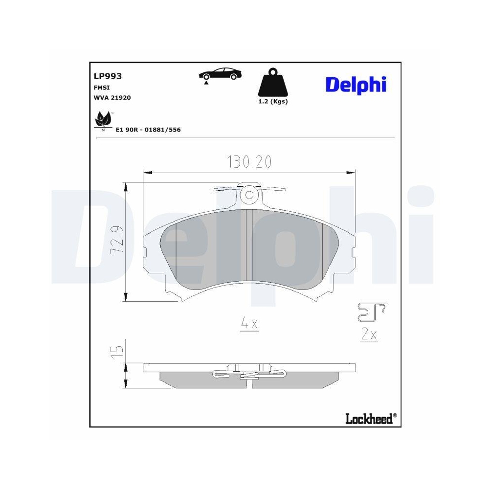 DELPHI LP993 Bremsbelagsatz, Scheibenbremse f&uuml;r MITSUBISHI VOLVO PROTON
