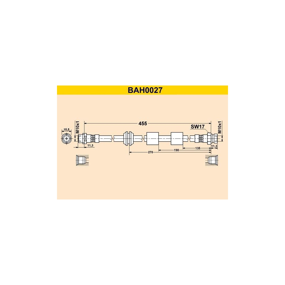 Bremsschlauch BARUM BAH0027 f&uuml;r FORD SEAT VAG, Vorderachse