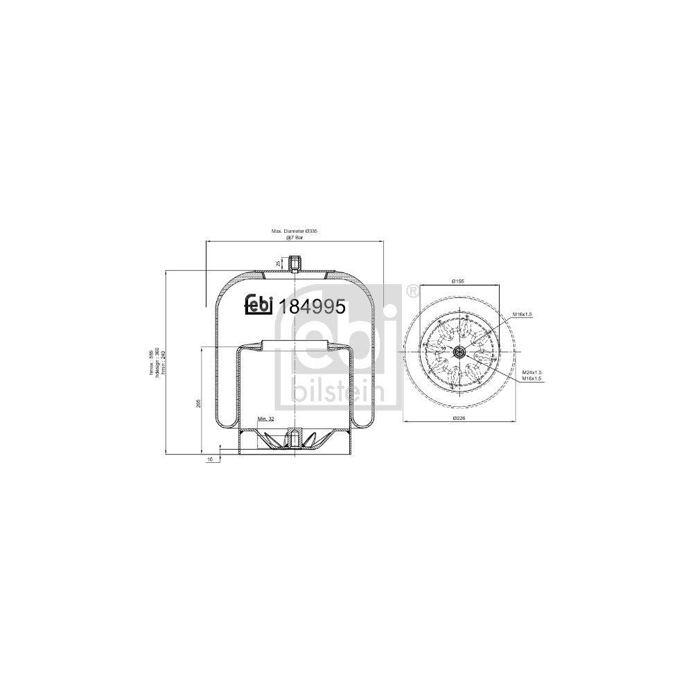 FEBI BILSTEIN Federbalg, Luftfederung 184995 f&uuml;r MERCEDES-BENZ, Hinterachse