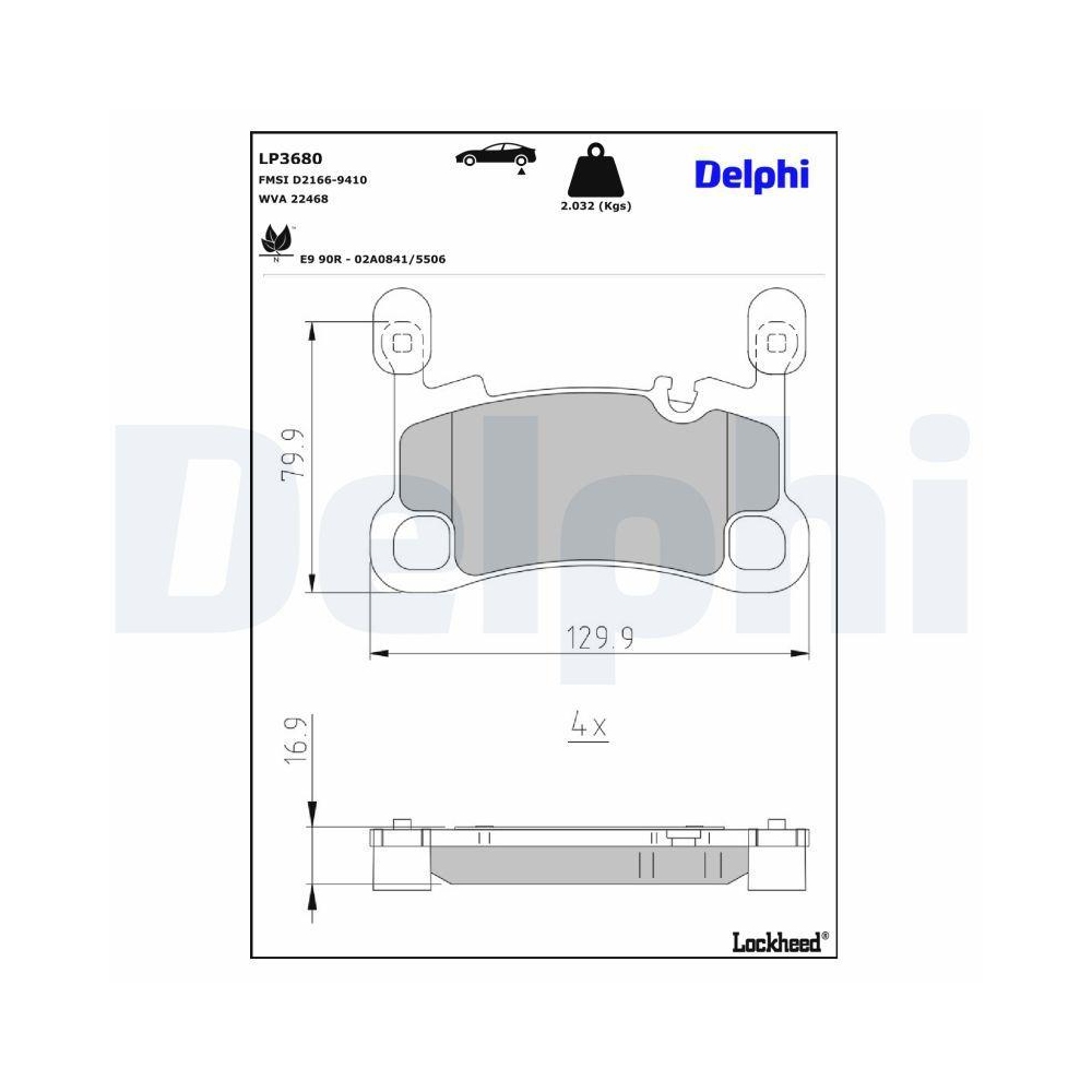 DELPHI LP3680 Bremsbelagsatz, Scheibenbremse f&uuml;r PORSCHE, Hinterachse