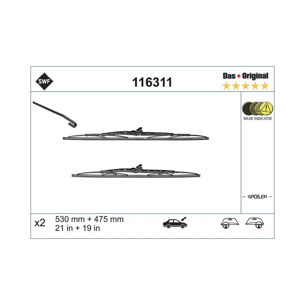 Wischblatt SWF 116311 DAS ORIGINAL SET für, vorne
