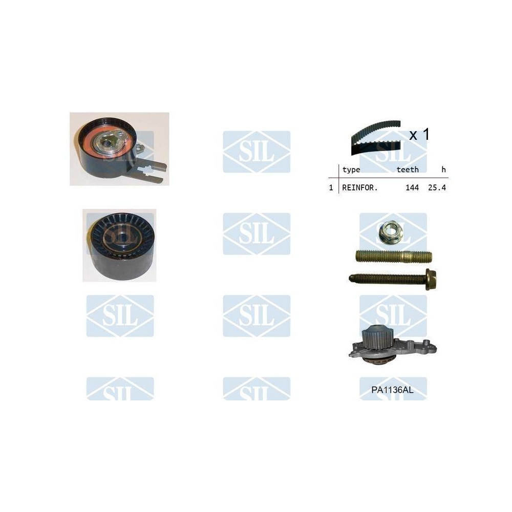 Wasserpumpe + Zahnriemensatz Saleri SIL K1PA1136AL f&uuml;r CITRO&Euml;N FIAT FORD MAZDA