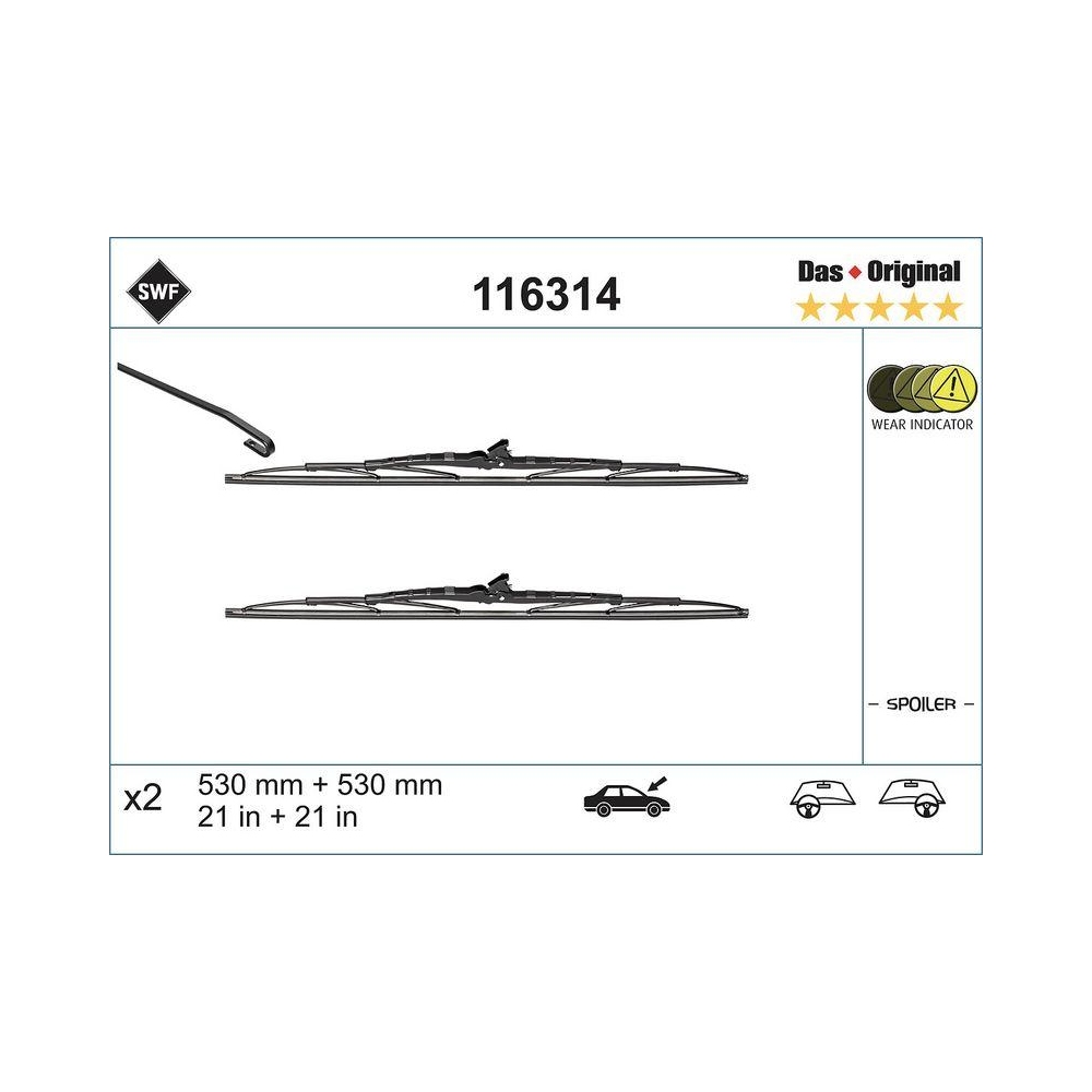 Wischblatt SWF 116314 DAS ORIGINAL SET für VOLVO, vorne